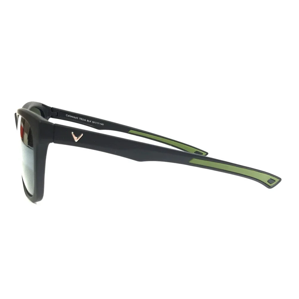 Callaway Sunglasses TROIA BLK Matte Black Square Frames with Mirror Gray Lenses